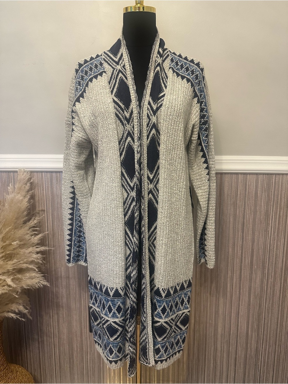 Lucky Brand Southwestern Open Cardigan Sweater Women’s Medium Boho Duster NWT